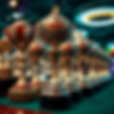 A historical display of WSOP trophies highlighting the prestigious legacy of the tournament.